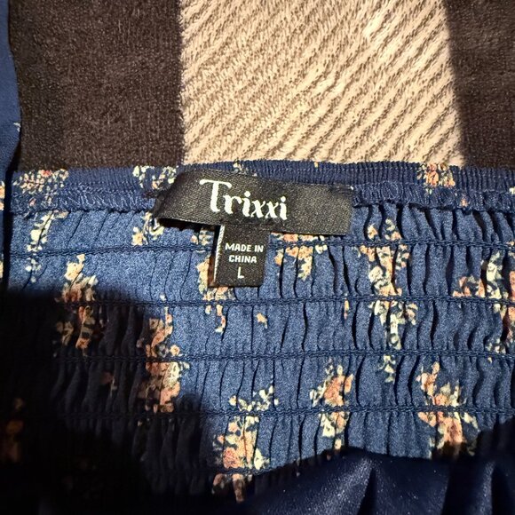 Trixxi Navy Blue and Floral Women's Dress - Picture 2 of 3